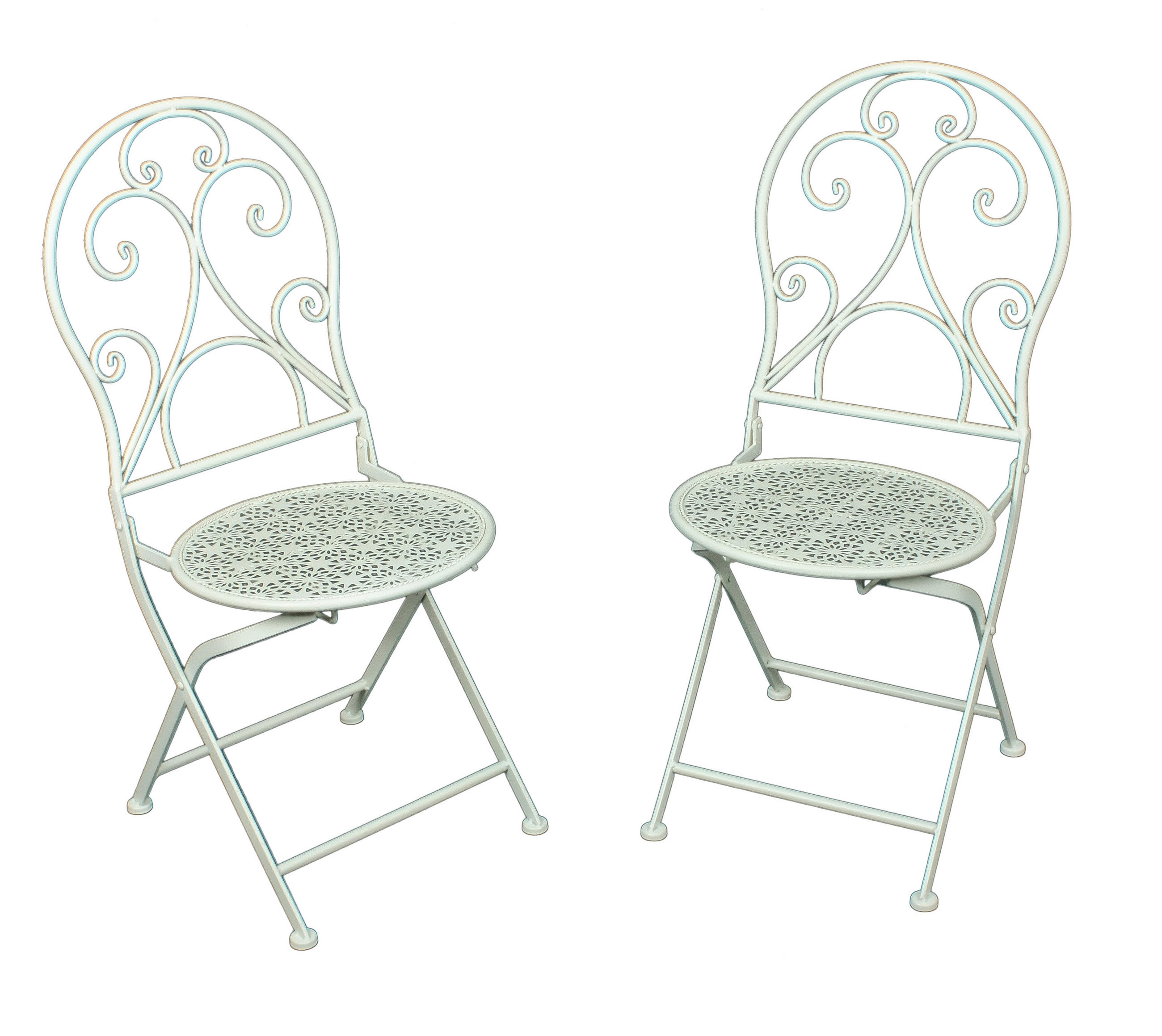 GARTENKLAPPSTUHL-SET Eisen, Stahl Weiß  - Weiß, Basics, Metall (40/93/40cm) - Gardenson