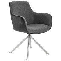 ARMLEHNSTUHL Edelstahl Flachgewebe  - Edelstahlfarben/Anthrazit, Design, Textil/Metall (60/88/64cm) - Novel