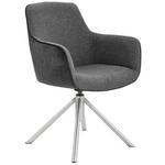 ARMLEHNSTUHL  in Edelstahl Flachgewebe  - Edelstahlfarben/Anthrazit, Design, Textil/Metall (60/88/64cm) - Novel