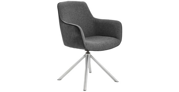ARMLEHNSTUHL  , Stoffauswahl, Typenauswahl, Sitzfläche 360° drehbar  , Flachgewebe  ,  - Edelstahlfarben/Anthrazit, Design, Textil/Metall (60/88/64cm) - Novel
