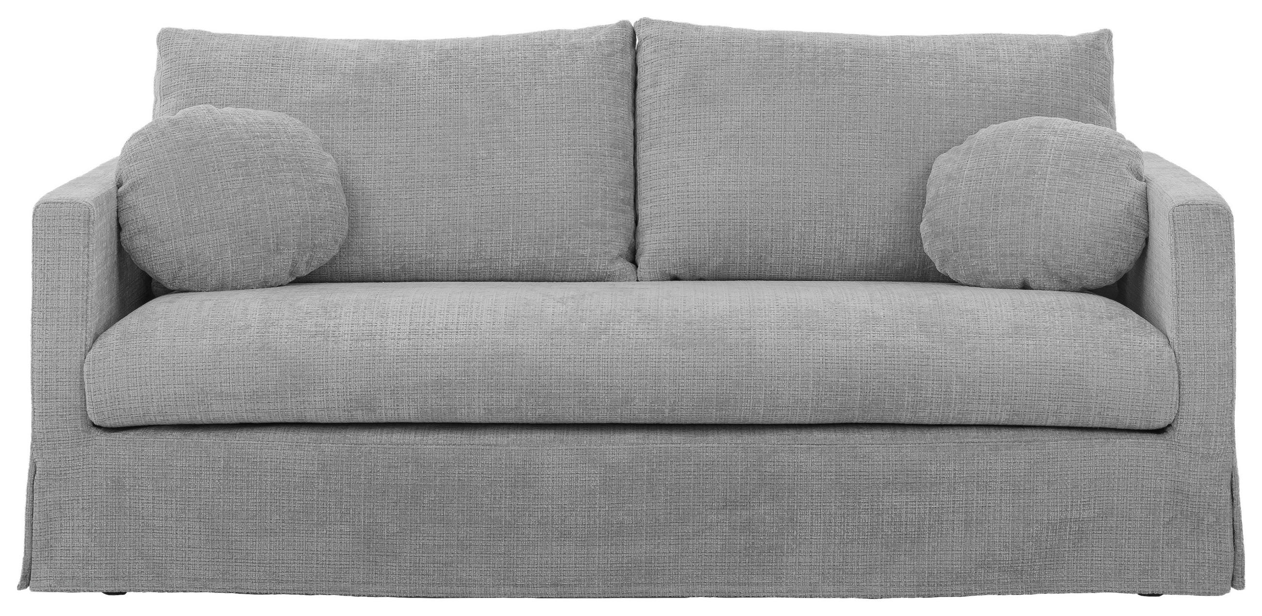 3-SITZER-HUSSENSOFA PAPHOS Chenille Hellgrau  - Hellgrau/Schwarz, Design, Kunststoff/Textil (195/89/95cm) - P & B