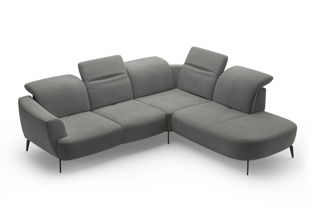 ECKSOFA in Mikrofaser Schlammfarben  - Schlammfarben/Schwarz, Konventionell, Textil/Metall (300/267cm) - Sit & More