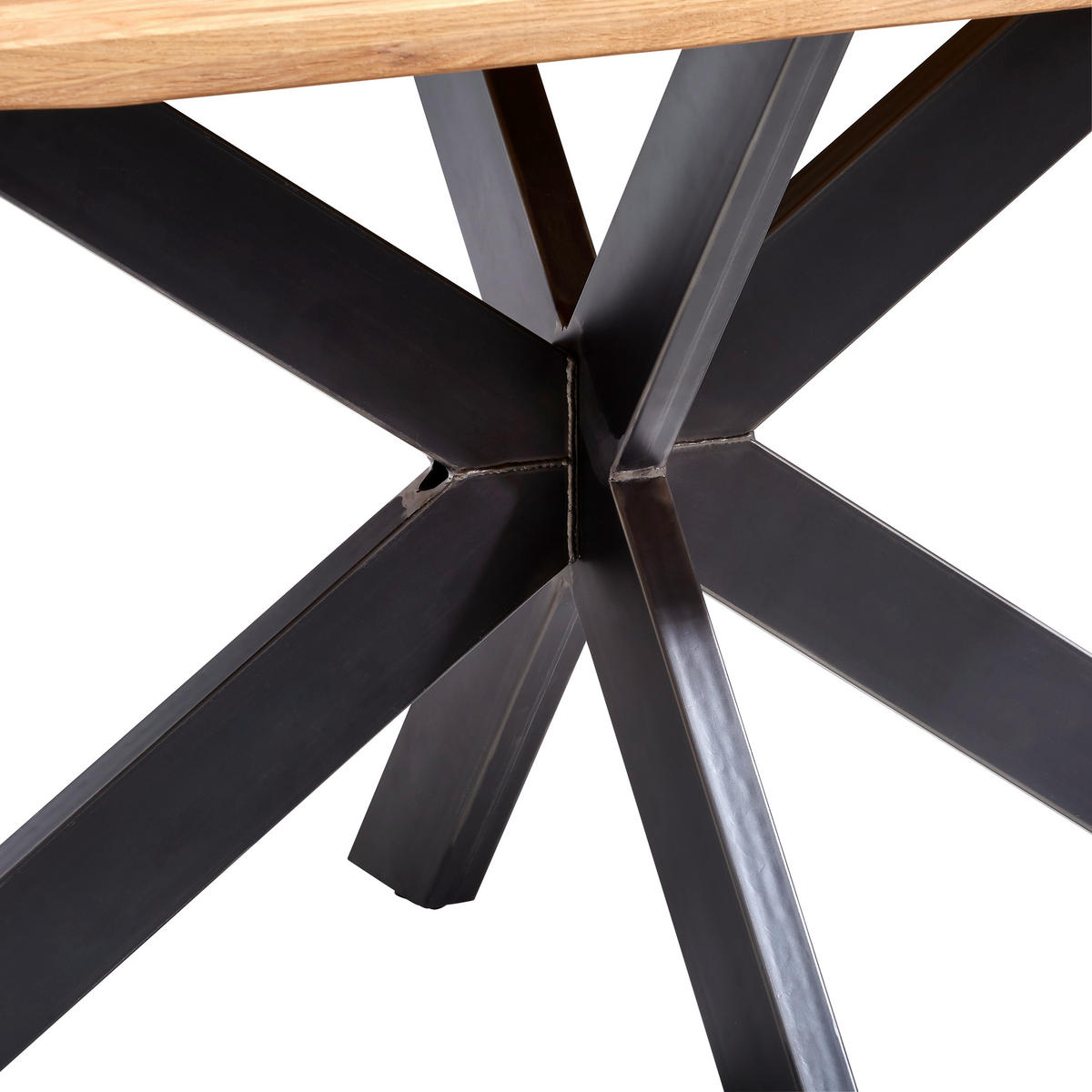 ESSTISCH Wildeiche massiv rechteckig Eichefarben  - Eichefarben/Grau, Design, Holz/Metall (160/90/76cm) - Linea Natura