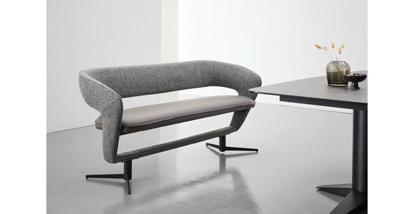 SITZBANK 182/83/62 cm Webstoff, Mikrofaser Dunkelgrau - Dunkelgrau/Schwarz, Design, Textil/Metall (182/83/62cm) - Moderano