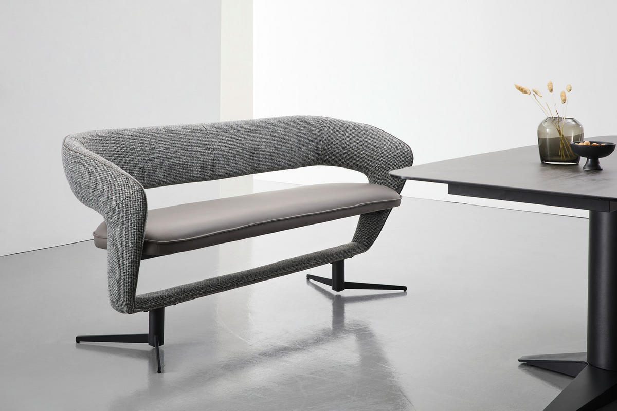 SITZBANK 182/83/62 cm  in Dunkelgrau  - Dunkelgrau/Schwarz, Design, Textil/Metall (182/83/62cm) - Moderano