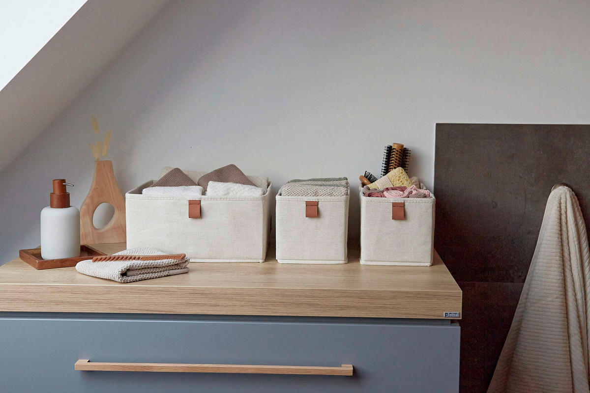 SCHUHBOX - Beige, Basics, Holzwerkstoff/Textil (34/23/15cm) - Store It