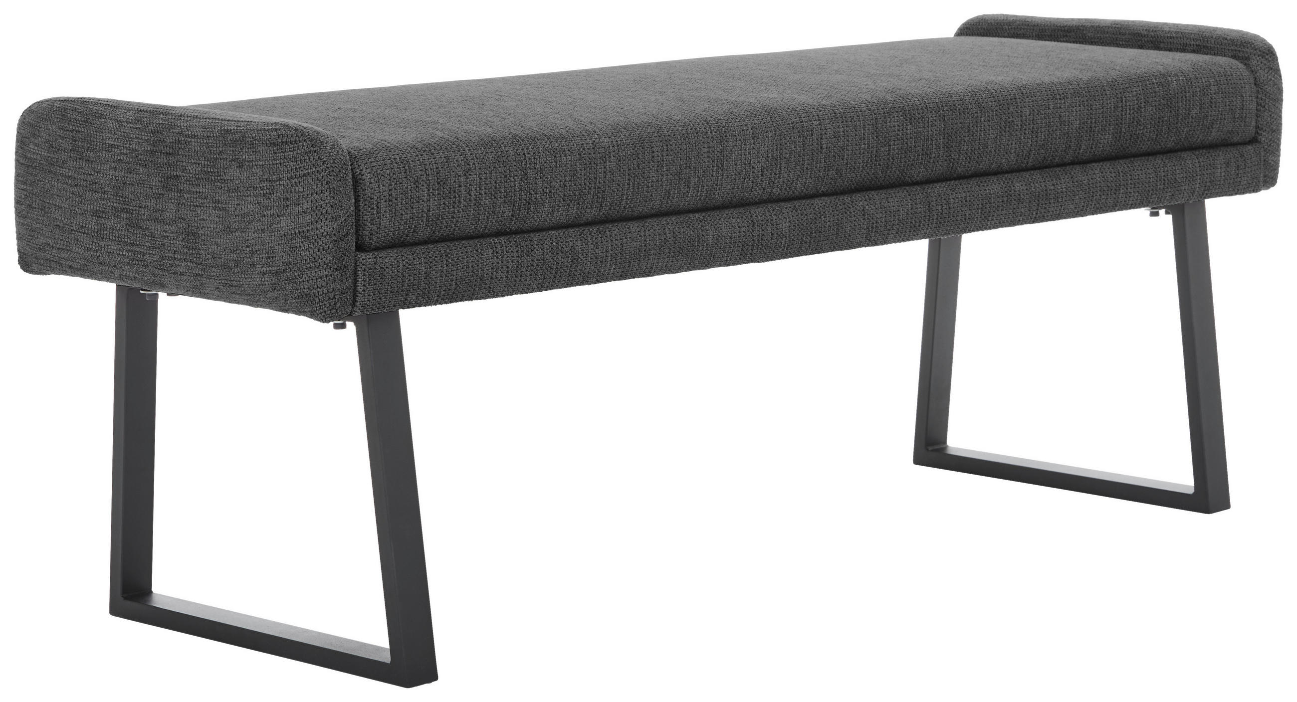 HOCKERBANK 140/51/49 cm Webstoff Dunkelgrau, Schwarz  - Dunkelgrau/Schwarz, Design, Textil/Metall (140/51/49cm) - Novel