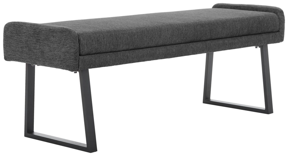 HOCKERBANK 160/49/49 cm Webstoff Schwarz, Dunkelgrau  - Dunkelgrau/Schwarz, Design, Textil/Metall (160/49/49cm) - Novel
