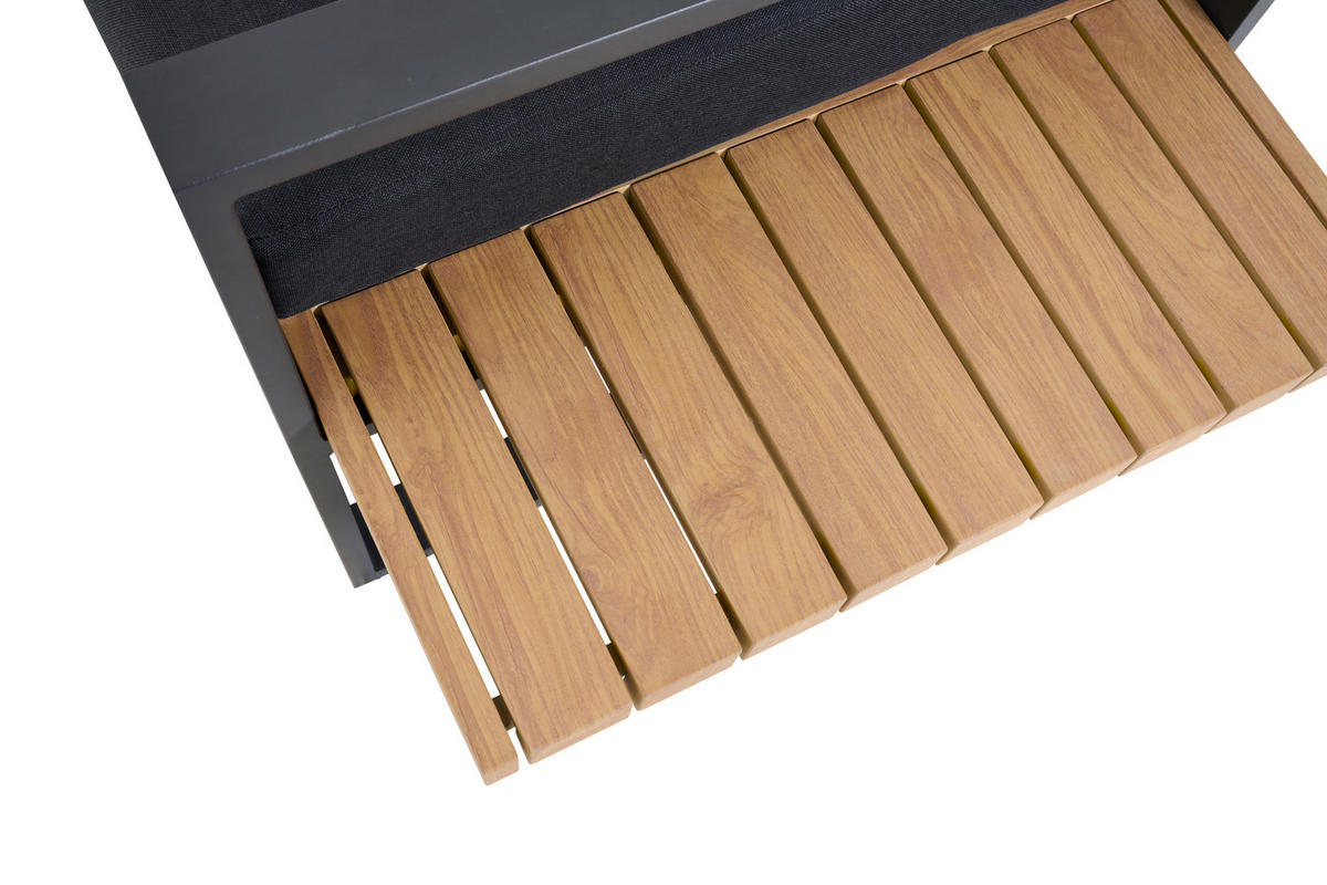 LOUNGEGARNITUR 2-teilig   73,5/78,5/155 cm Aluminium  - Anthrazit/Teakfarben, Basics, Textil/Metall (73,5/78,5/155cm) - Siena Garden