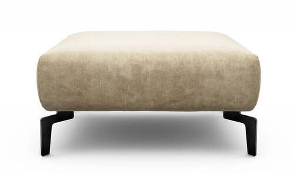 HOCKER in Textil Sandfarben  - Sandfarben/Schwarz, Design, Textil/Metall (90/70/46cm) - SENSOO