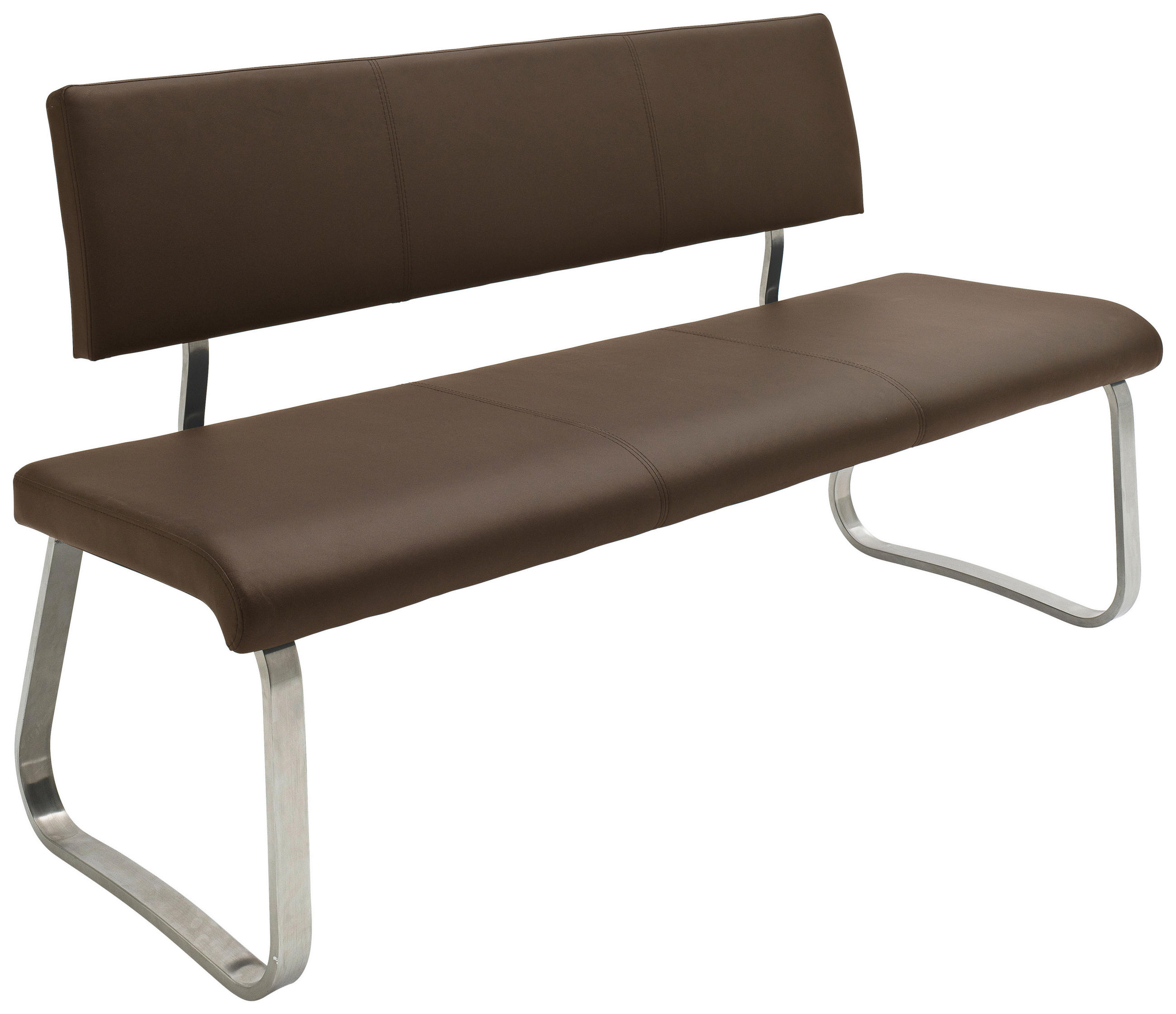 SEDACÍ LAVICE, hnědá, barvy nerez oceli - hnědá/barvy nerez oceli, Design, kov/kůže (175/86/59cm) - Livetastic