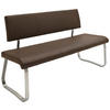 SITZBANK 175/86/59 cm Echtleder Braun, Edelstahlfarben  - Edelstahlfarben/Braun, Design, Leder/Metall (175/86/59cm) - Livetastic