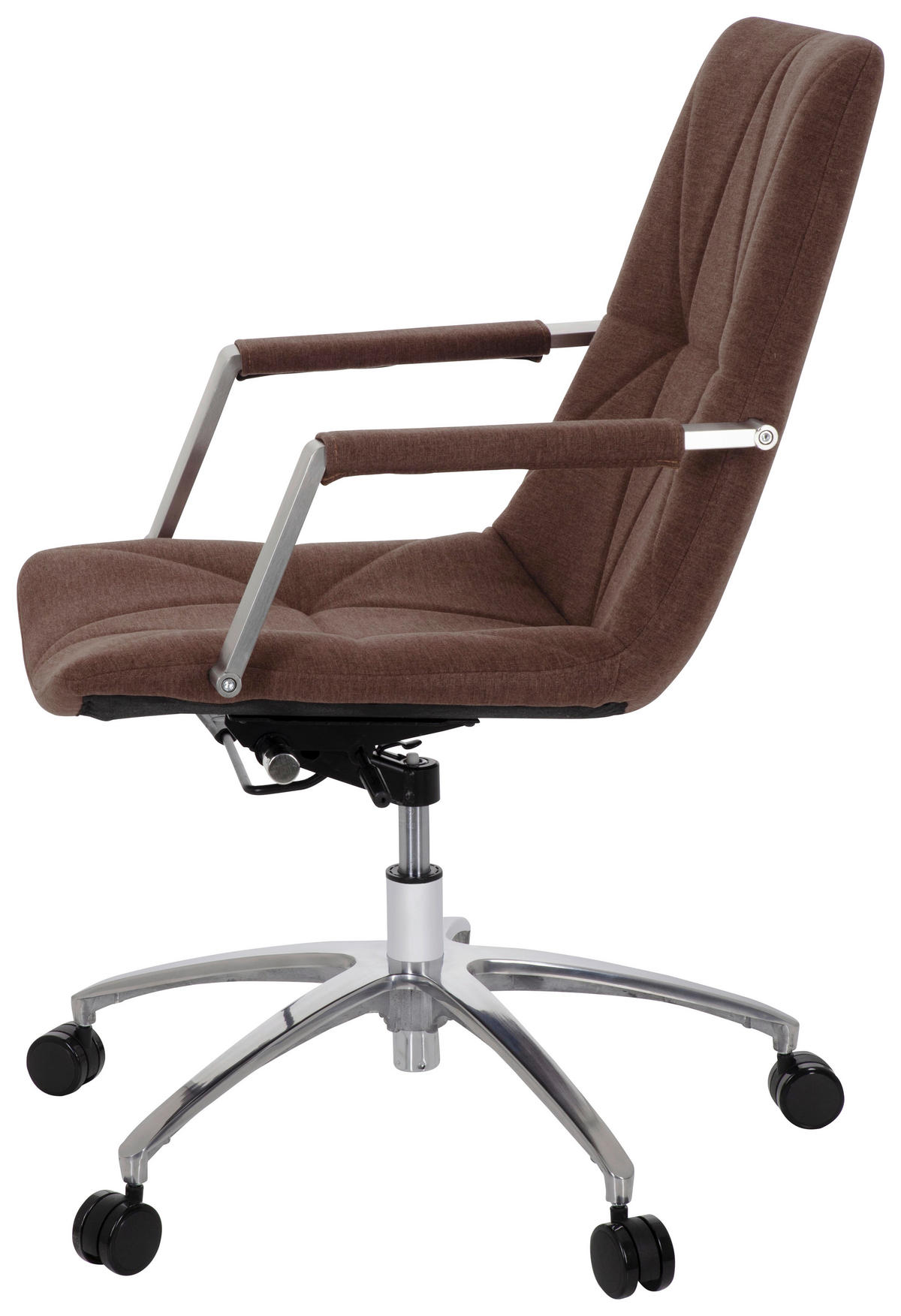 VRTLJIVI STOL tekstil rjava  - barve aluminija/rjava, Moderno, kovina/umetna masa (57/100/75cm) - MID.YOU