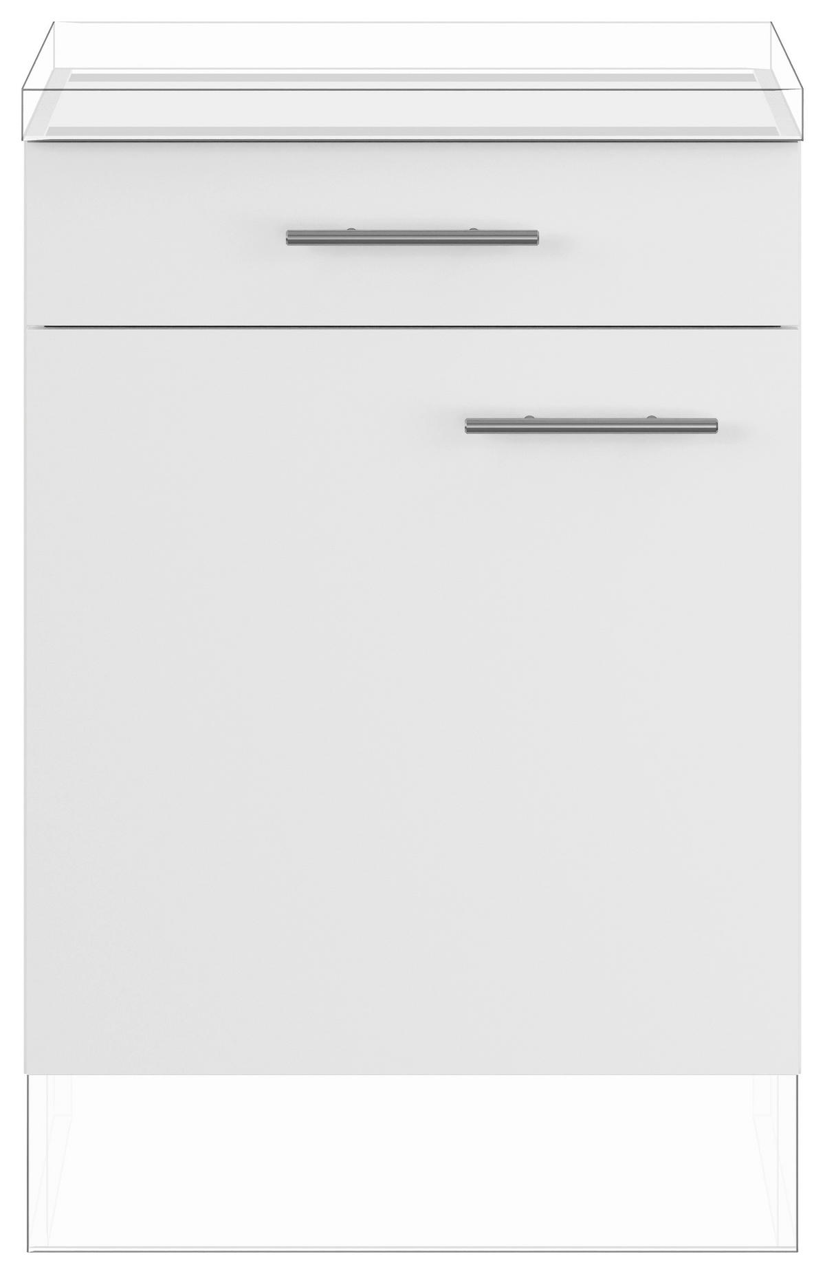 SCHUBKASTENUNTERSCHRANK 60/87,8/57,6 cm  in Weiß  - Edelstahlfarben/Weiß, Basics, Holzwerkstoff/Metall (60/87,8/57,6cm) - Impuls