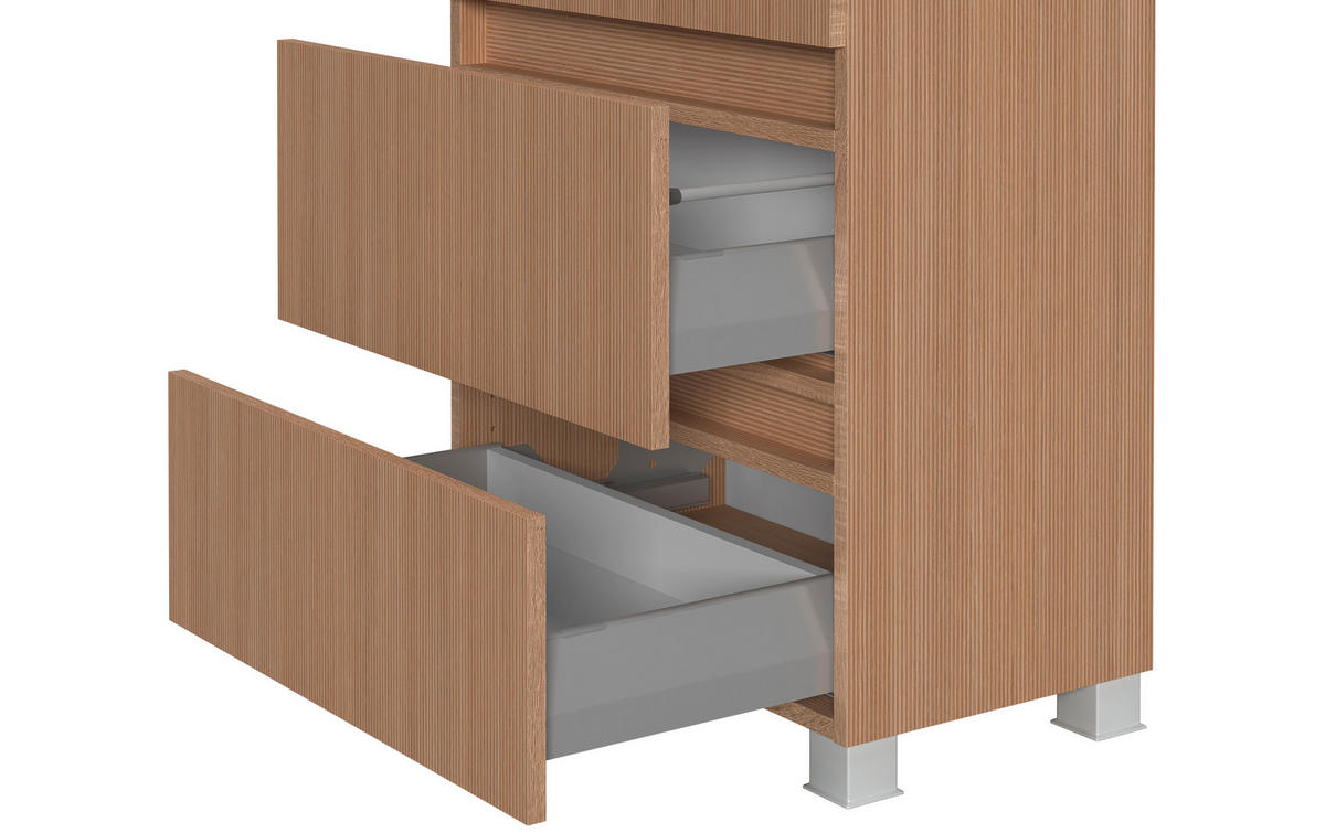 MIDISCHRANK 60/131/35 cm  - Sandfarben/Eichefarben, KONVENTIONELL, Holzwerkstoff/Kunststoff (60/131/35cm) - Xora