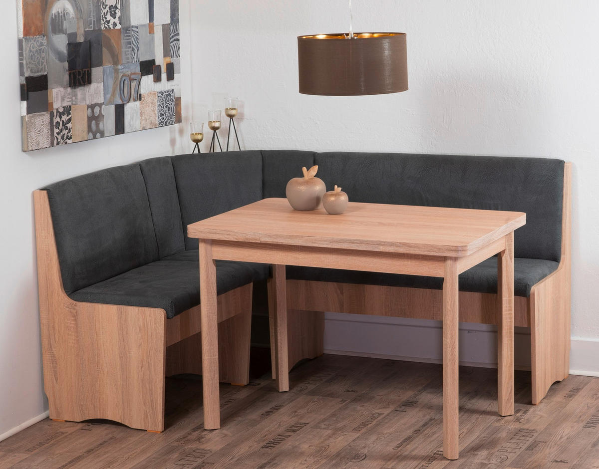 ECKBANKGRUPPE Mikrofaser Sonoma Eiche, Grau  - Grau/Sonoma Eiche, KONVENTIONELL, Holz/Textil (125/89/165cm) - MID.YOU