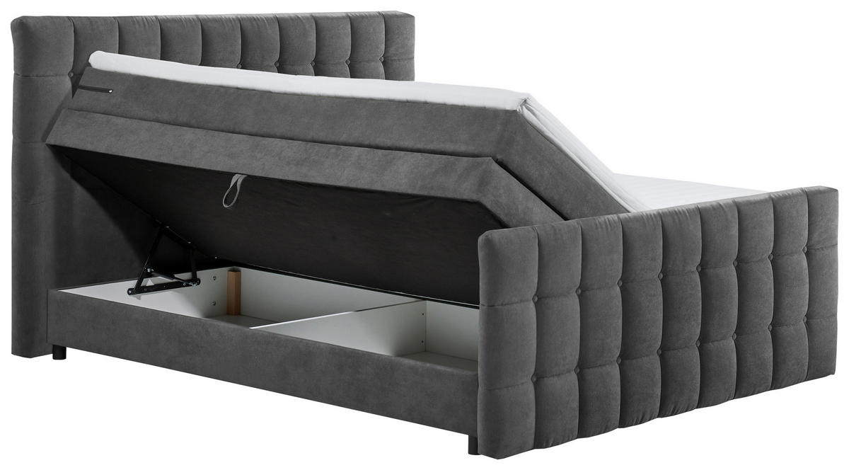 BOXSPRINGBETT 180/200 cm  in Anthrazit  - Anthrazit/Schwarz, Modern, Holzwerkstoff/Kunststoff (180/200cm) - MID.YOU
