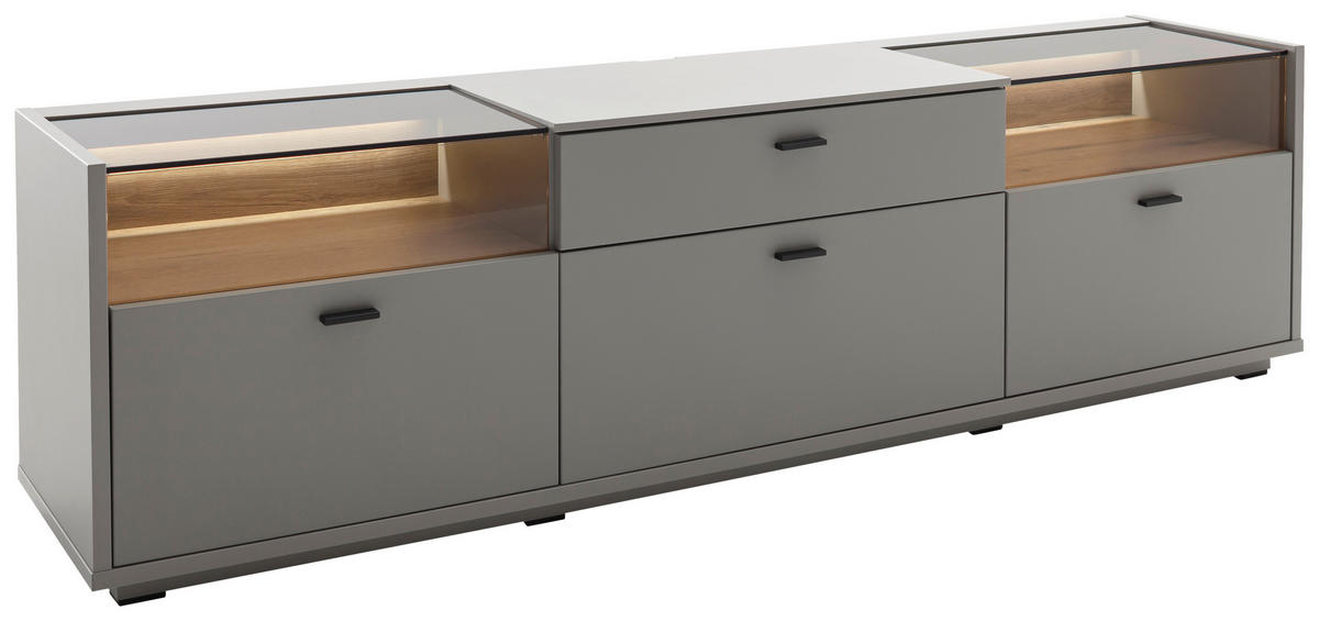 NISKA KOMODA   200/56/44 cm   siva   - siva/antracit, Design, drvni materijal/metal (200/56/44cm) - Stylife