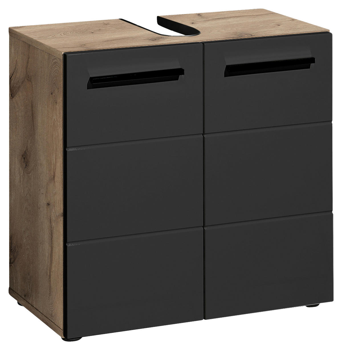 WASCHBECKENUNTERSCHRANK 60/62/31 cm  - Eichefarben/Schwarz, Basics, Holzwerkstoff/Kunststoff (60/62/31cm) - MID.YOU