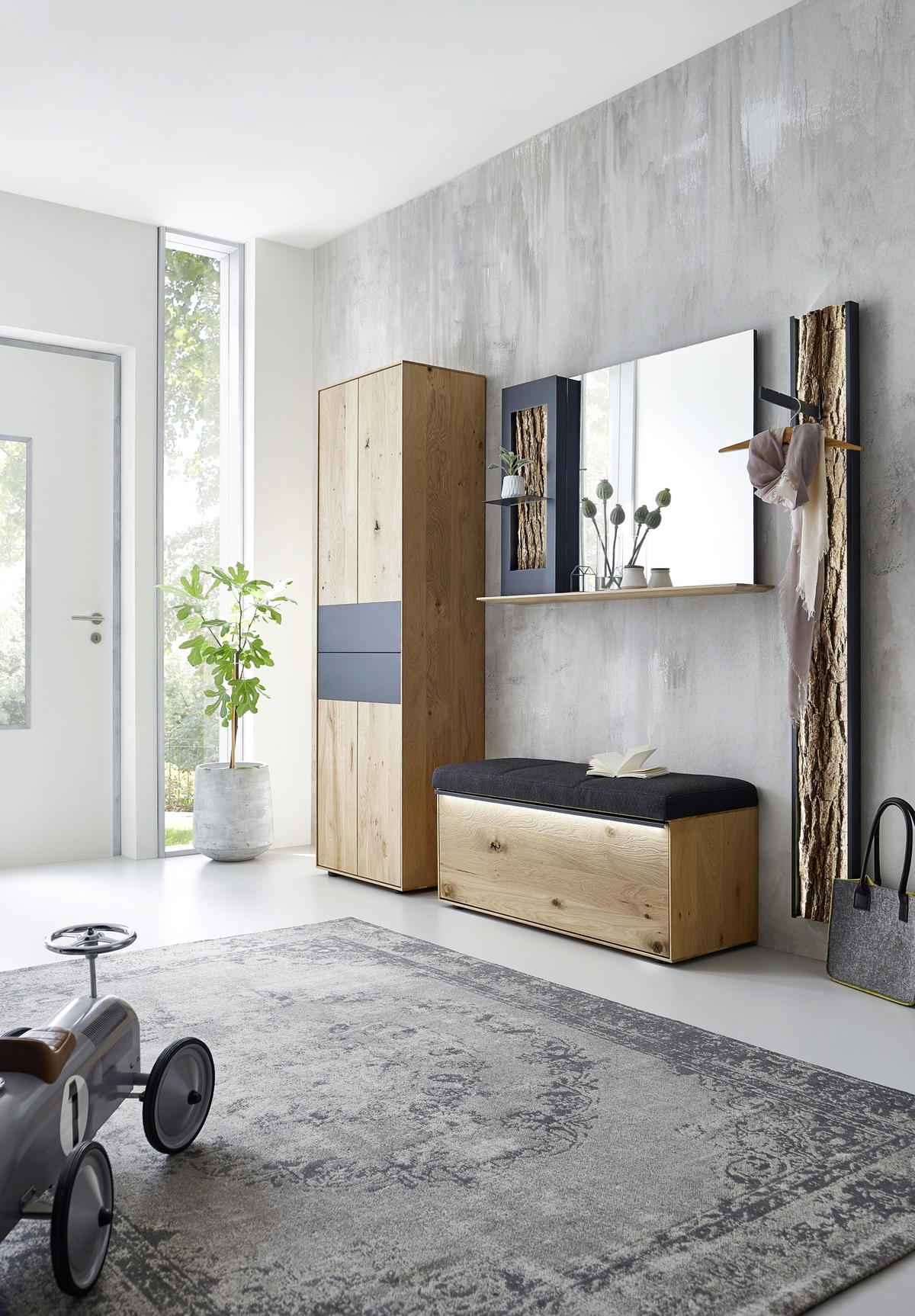 GARDEROBENPANEEL  in 20/174/8 cm  - Eichefarben/Anthrazit, Design, Holz/Metall (20/174/8cm) - Valnatura