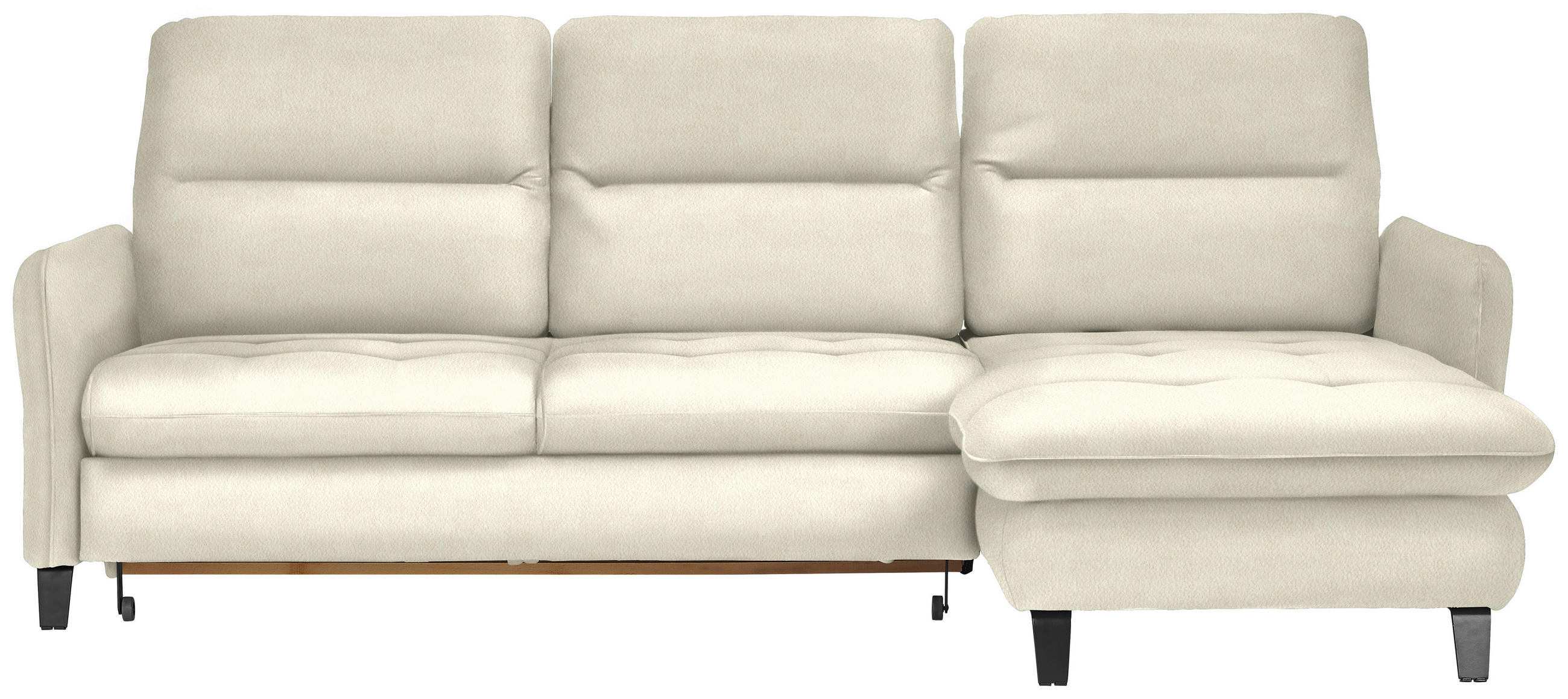 ECKSOFA in Flachgewebe Creme  - Creme/Schwarz, KONVENTIONELL, Textil/Metall (254/190cm) - Stylife