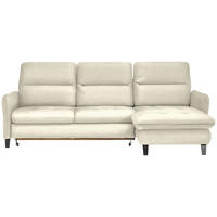 ECKSOFA Creme Flachgewebe  - Creme/Schwarz, KONVENTIONELL, Textil/Metall (254/190cm) - Livetastic
