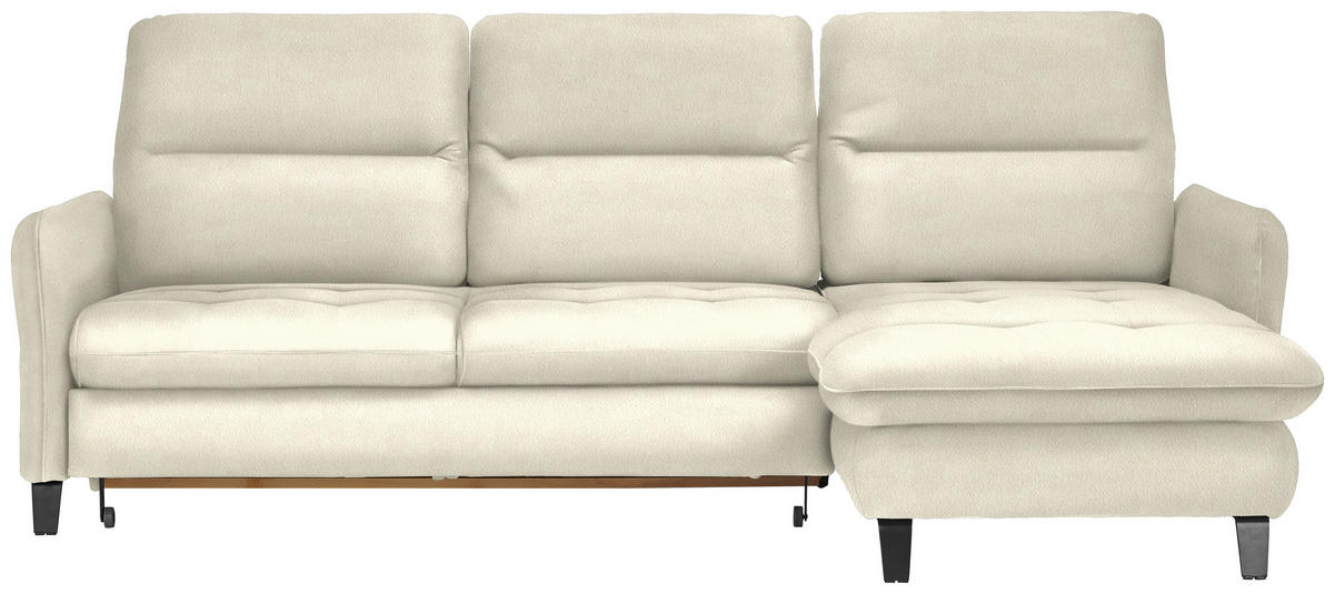 ECKSOFA Creme Flachgewebe  - Creme/Schwarz, KONVENTIONELL, Textil/Metall (254/190cm) - Livetastic