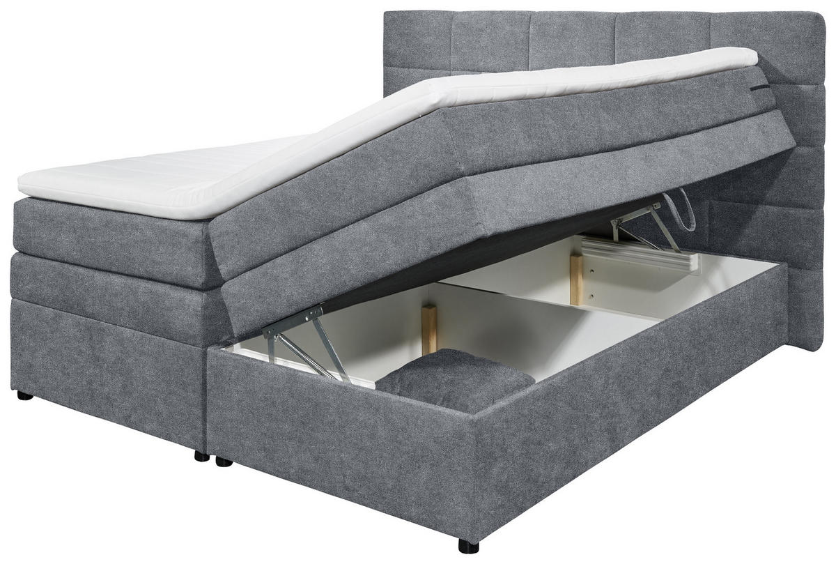 BOXSPRING-ÁGY 180/200 cm  antracit  - antracit, Konventionell, műanyag/textil (180/200cm) - MID.YOU