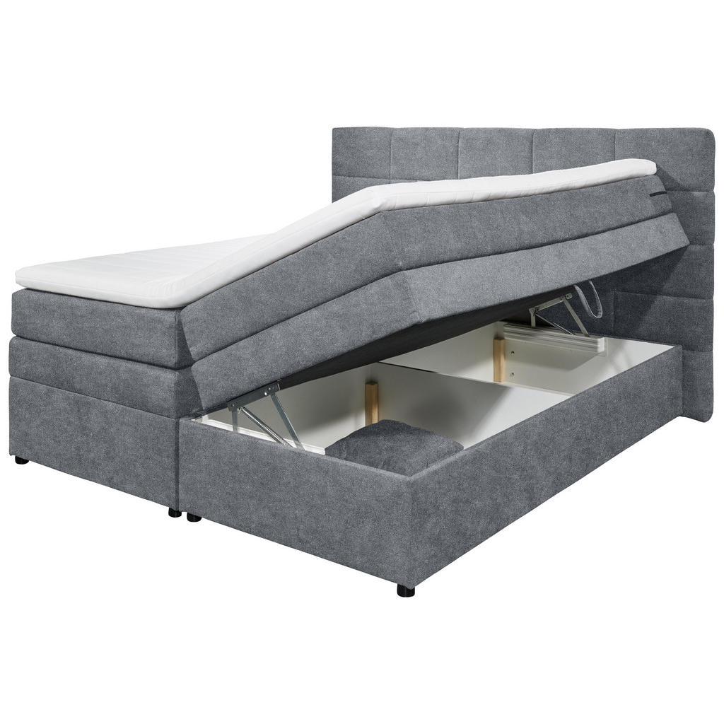 Thumbnail - Mid.you Boxspringbett, Anthrazit, Textil, H2, 7-Zonen, Höhe ca. 16 cm, 180x200 cm, Bettkasten, Matratze, Topper durchgeh...