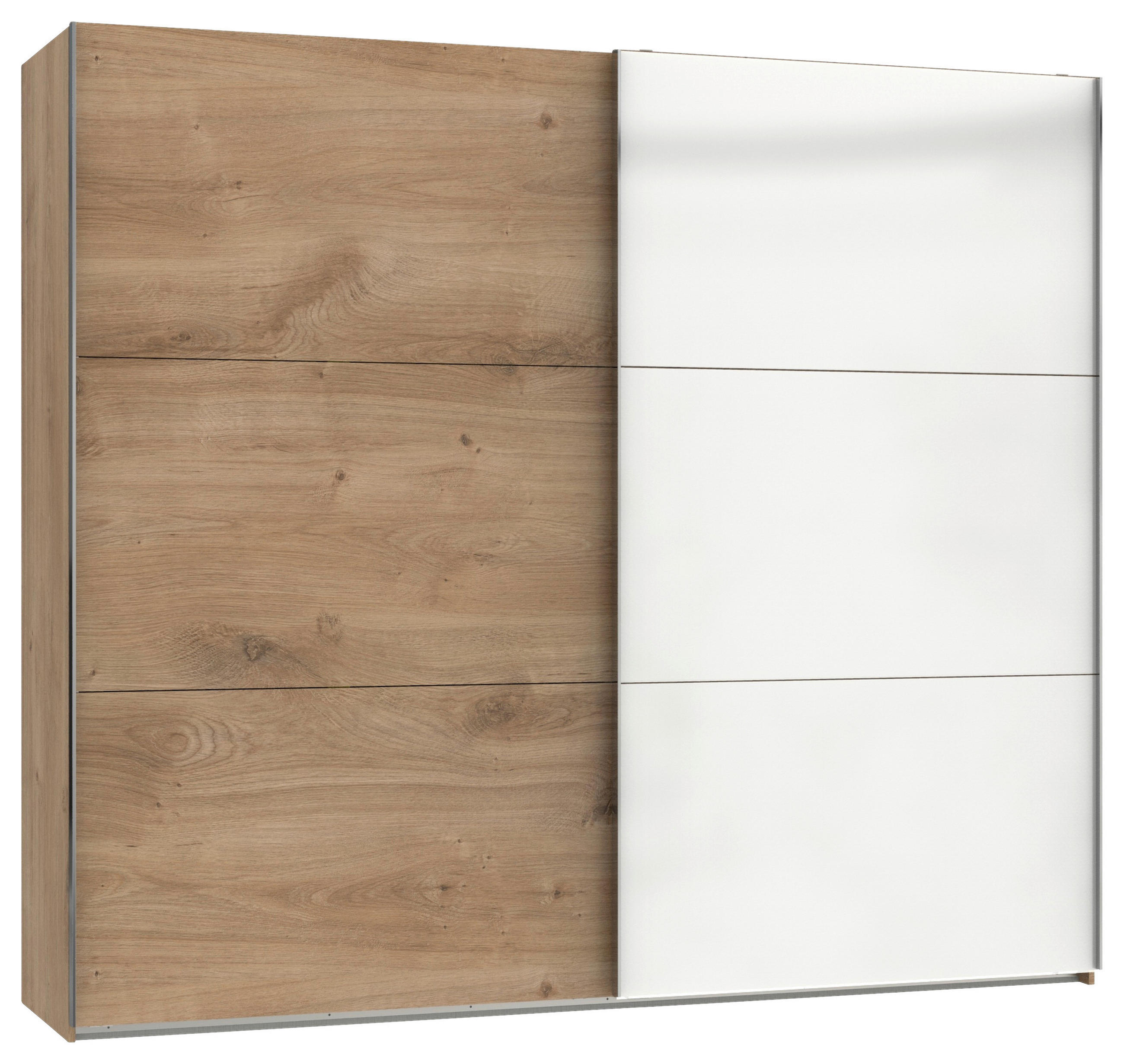 GARDEROB MED SKJUTDÖRRAR 250/216/65 cm 2-dörrar - vit/kromfärg, Modern, trämaterial (250/216/65cm) - MID.YOU
