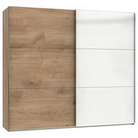 SCHWEBETÜRENSCHRANK 250/216/65 cm 2-türig Weiß, Eichefarben  - Chromfarben/Eichefarben, MODERN, Holzwerkstoff (250/216/65cm) - MID.YOU