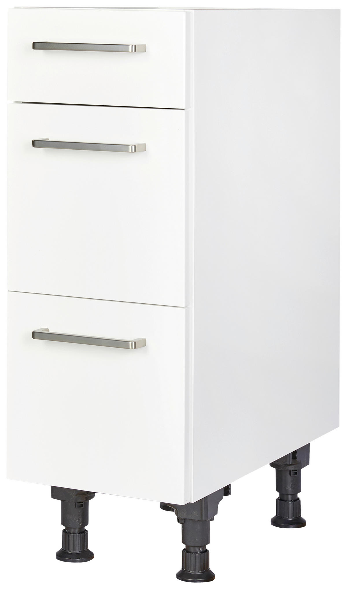 SCHUBKASTENUNTERSCHRANK 30/87/56 cm  in Weiß  - Edelstahlfarben/Weiß, MODERN, Holzwerkstoff/Metall (30/87/56cm) - Nobilia