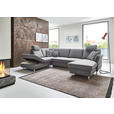 WOHNLANDSCHAFT in Flachgewebe Grau - Chromfarben/Grau, KONVENTIONELL, Textil/Metall (168/305/200cm) - Voleo