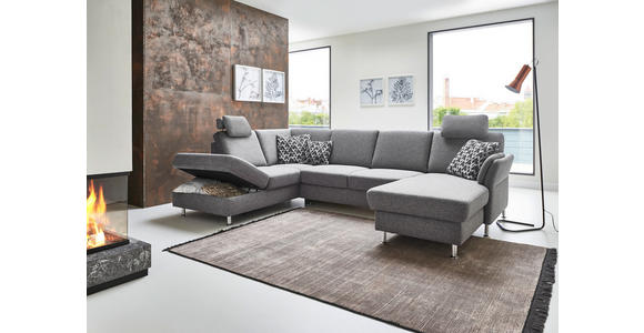 WOHNLANDSCHAFT in Flachgewebe Grau - Chromfarben/Grau, KONVENTIONELL, Textil/Metall (168/305/200cm) - Voleo