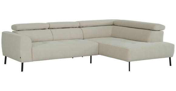 ECKSOFA in Feincord Beige 280/205 cm - Beige/Schwarz, Design, Textil/Metall (280/205cm) - Xora