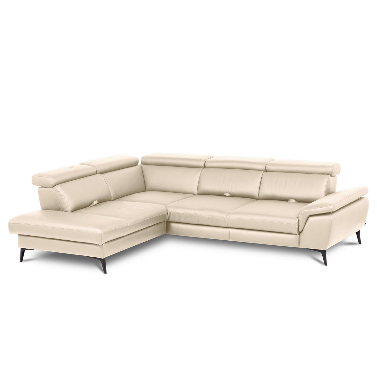 ECKSOFA Lederlook Echtleder Grau  - Schwarz/Grau, Design, Leder/Textil (220/274cm) - Livetastic