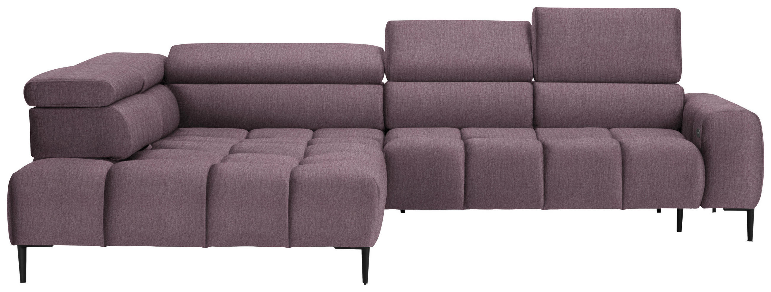 ECKSOFA Flieder Samt, Webstoff  - Flieder/Schwarz, Design, Textil/Metall (216/300cm) - Welnova