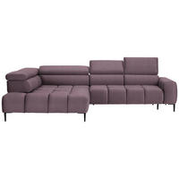 ECKSOFA in Samt, Webstoff Flieder  - Flieder/Schwarz, Design, Textil/Metall (216/300cm) - Welnova