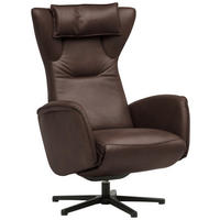 RELAXSESSEL Leder Dunkelbraun  - Dunkelbraun/Schwarz, Design, Leder/Metall (75/106/86cm) - Valdera