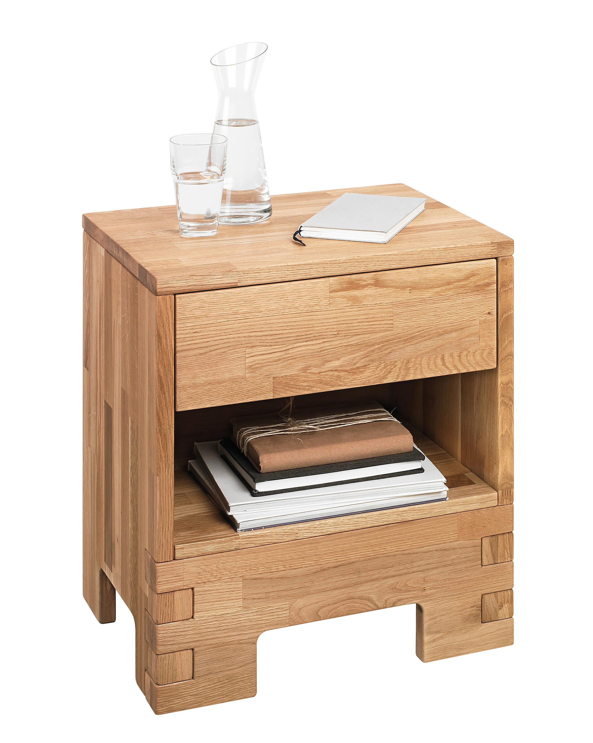 NACHTSCHRANK Wildeiche massiv Eichefarben - Eichefarben, Design, Holz (52/60/38cm) - Linea Natura