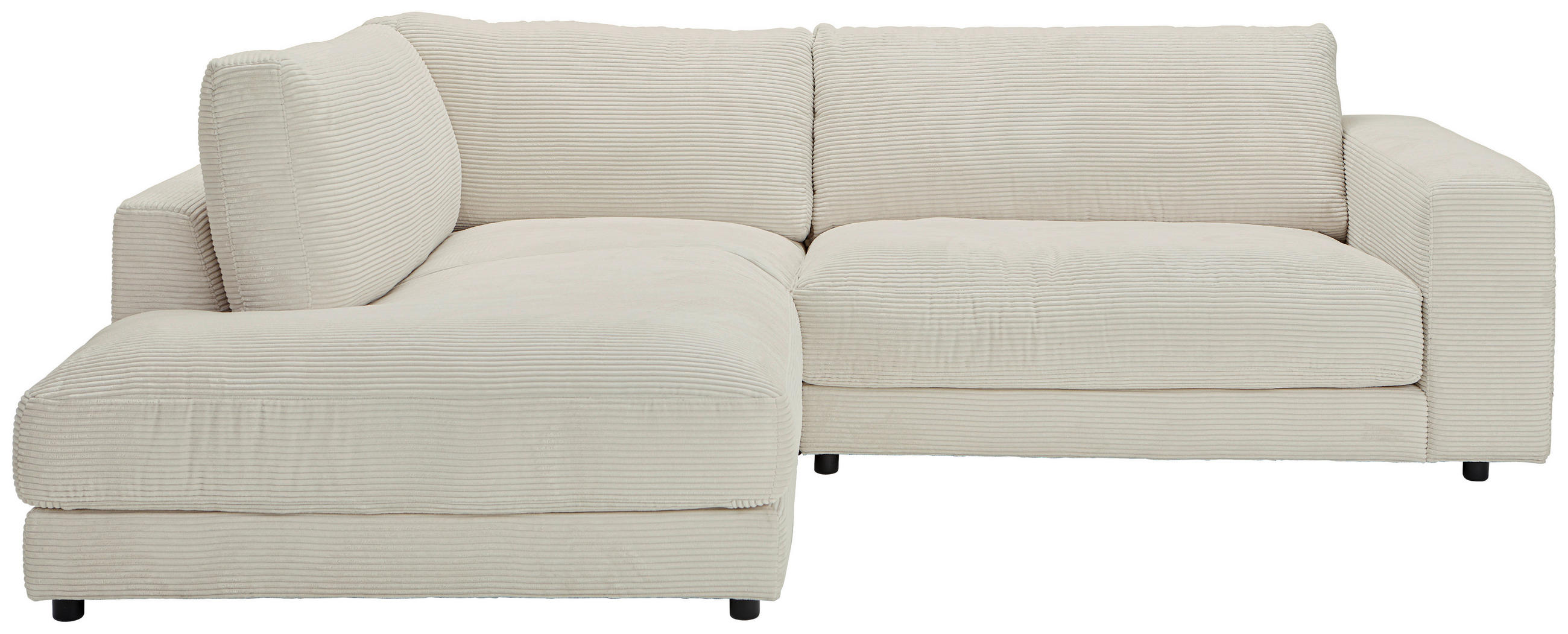 ECKSOFA Creme Cord  - Creme/Schwarz, Design, Kunststoff/Textil (224/265cm) - Hom`in