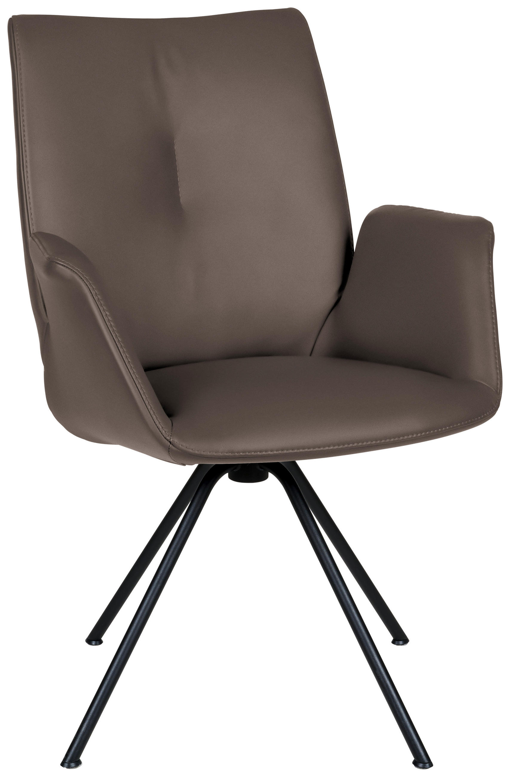 ARMLEHNSTUHL  in Stahl Echtleder pigmentiert  - Schwarz/Braun, Design, Leder/Metall (65/91/63cm) - Dieter Knoll