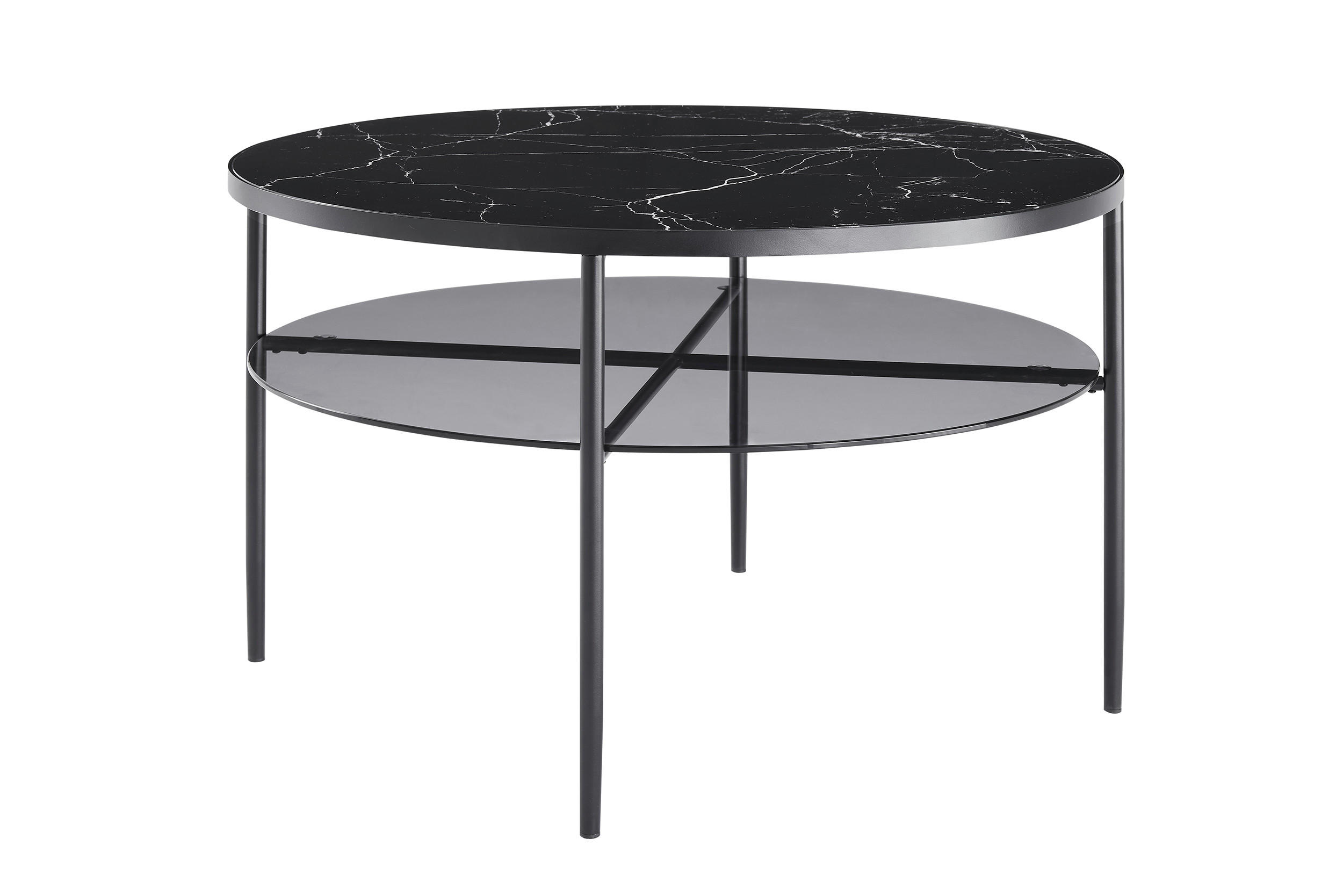 COUCHTISCH in Metall, Glas 81/81/45 cm  - Schwarz, Design, Glas/Metall (81/81/45cm) - Livetastic
