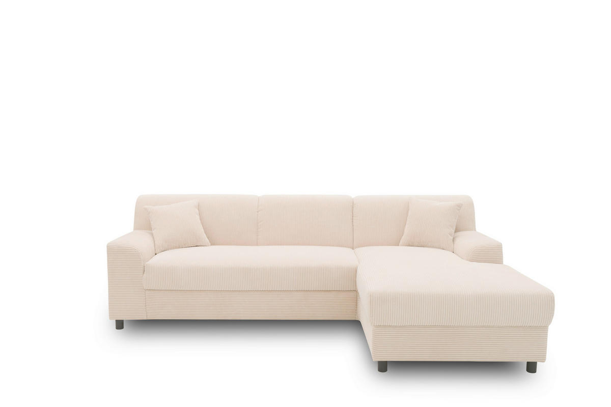 ECKSOFA CAPRI 2 Creme Cord Zierkissen  - Creme/Schwarz, Basics, Kunststoff/Textil (241/146cm) - MID.YOU