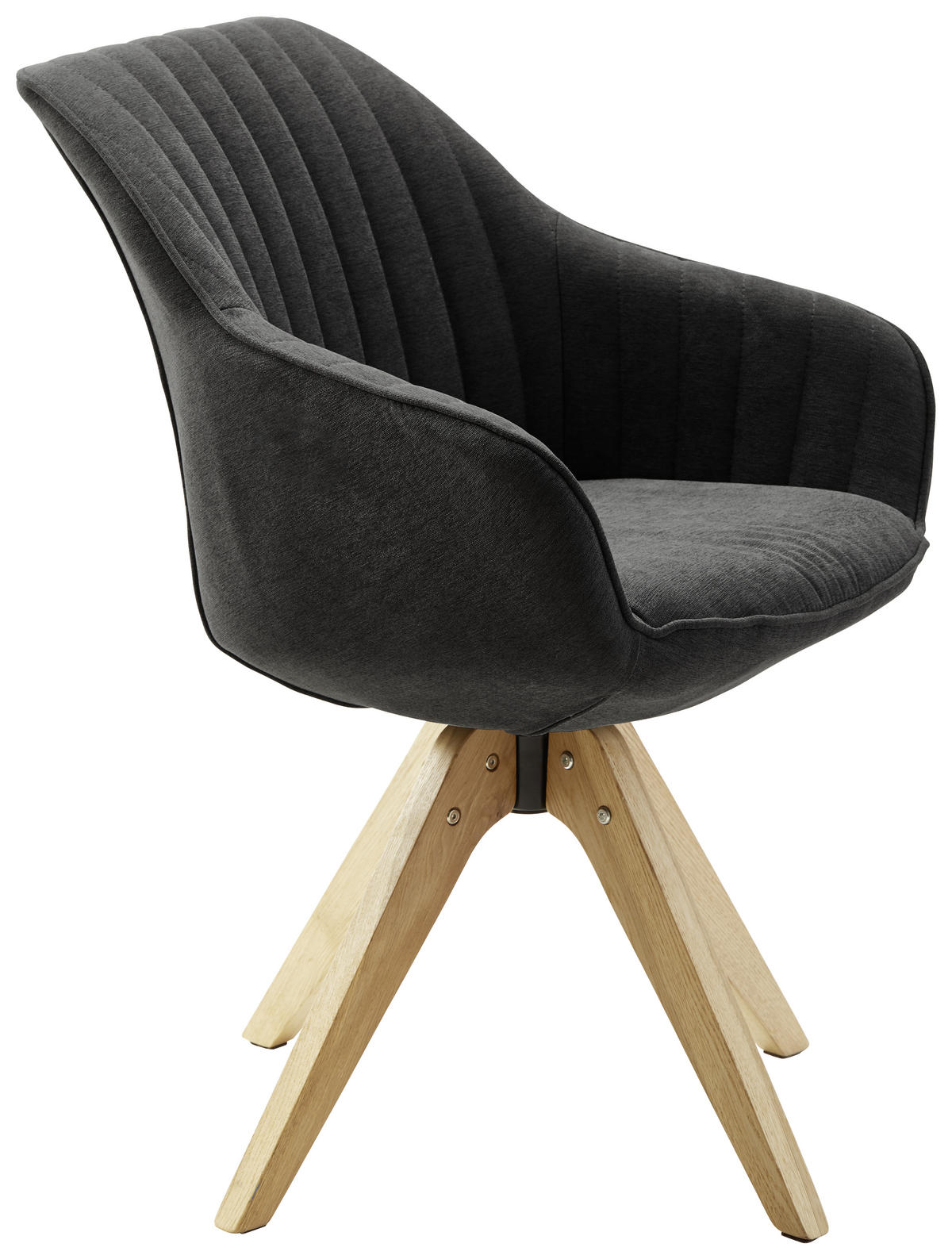 ARMLEHNSTUHL  in Velours  - Anthrazit/Naturfarben, Design, Holz/Textil (60/83/65cm) - Hom`in