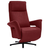 RELAXSESSEL in Leder Rot  - Rot/Schwarz, Design, Leder/Metall (83/112/87-174cm) - Valdera