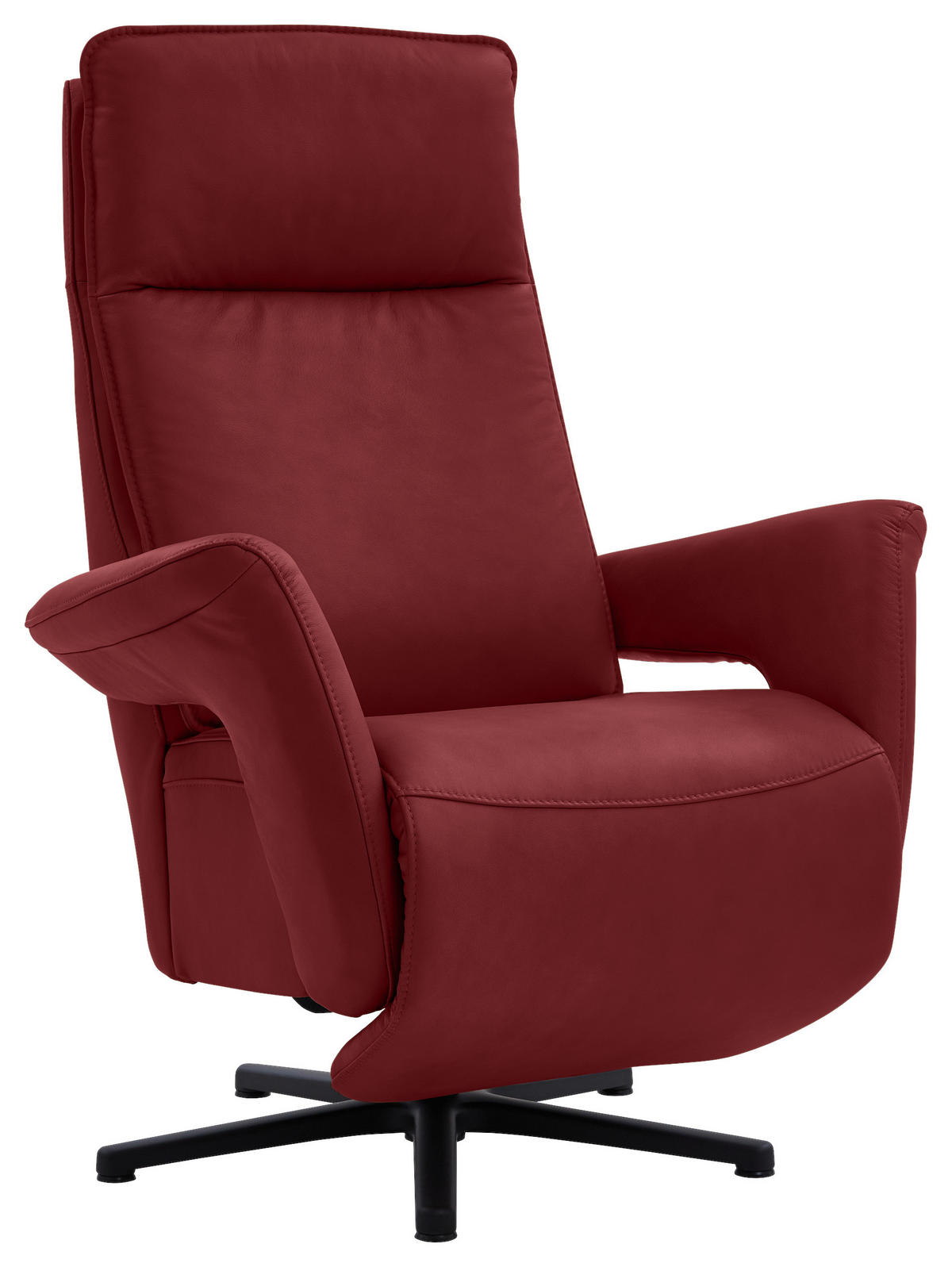 RELAXSESSEL in Leder Rot  - Rot/Schwarz, Design, Leder/Metall (83/112/87-174cm) - Valdera