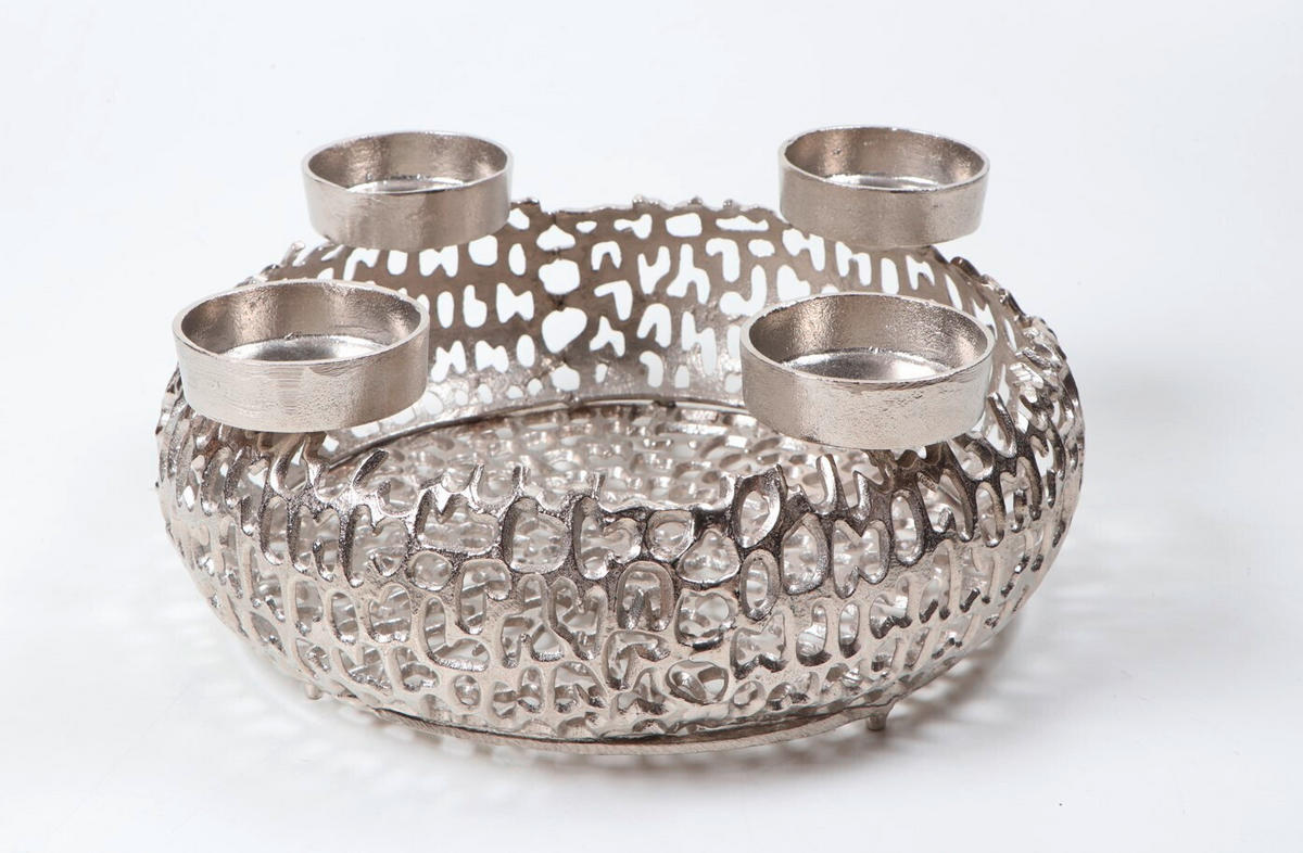 STOJAN NA SVÍČKY  kov - barvy niklu, Design, kov (41/14,5/32,5cm) - Ambia Home