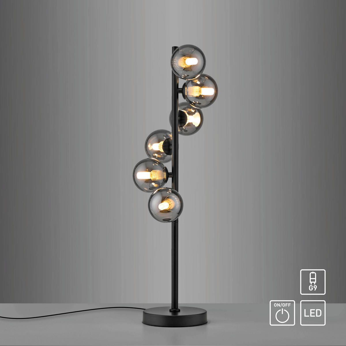 LED-TISCHLEUCHTE SW DUBAI 19/19/64 cm   - Schwarz, Design, Glas/Kunststoff (19/19/64cm) - Schöner Wohnen