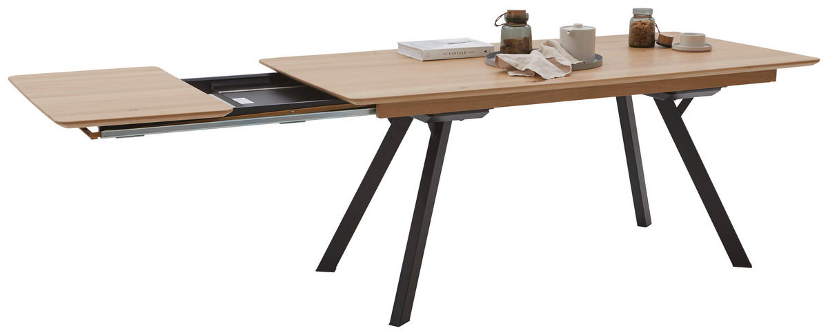 ESSTISCH in Holz, Metall 180/90/76 cm  - Eichefarben/Schwarz, KONVENTIONELL, Holz/Metall (180/90/76cm) - Valnatura